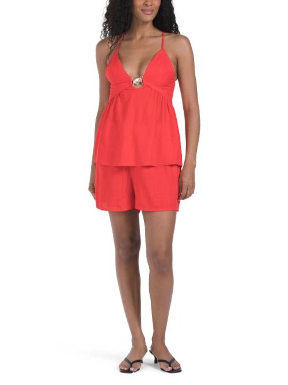 PAPERHEART 2pc Linen Blend Shell Top And Shorts Set